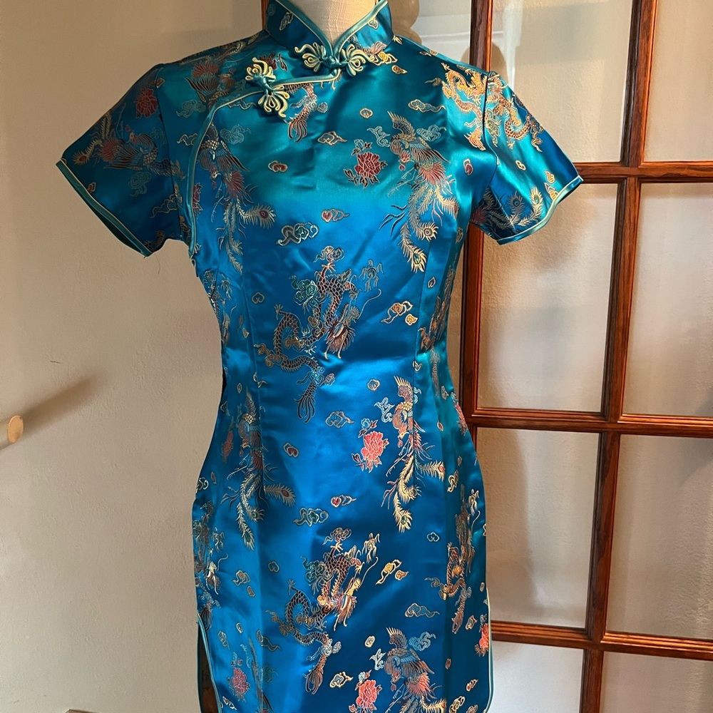 Elegant Blue Embroidered Dress